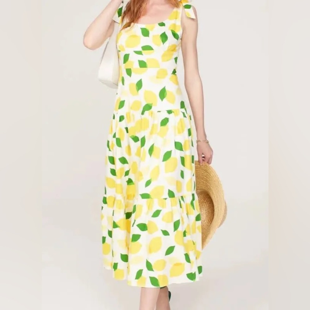 Kate Spade Lemon Tiered Midi Dress